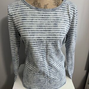 Lucky Brand Blue and White Striped Long Sleeve Tee